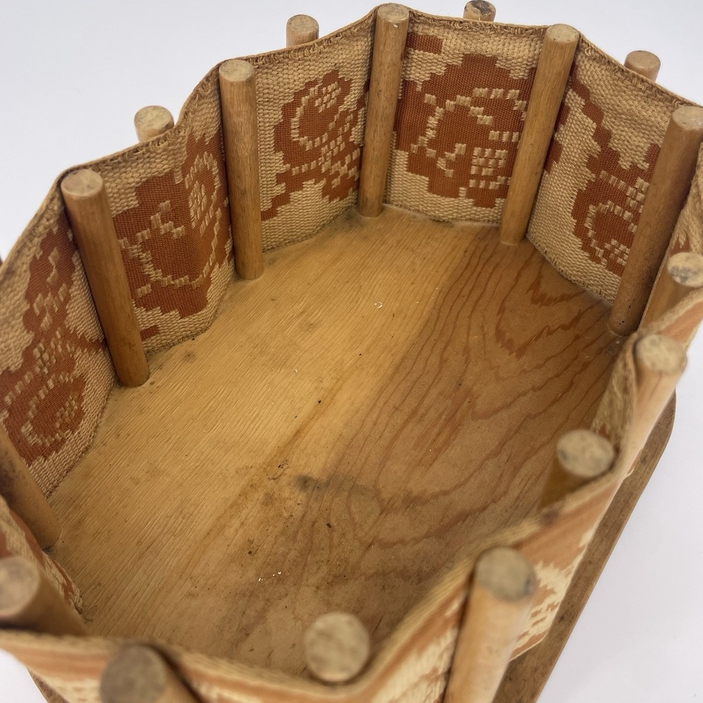 Grannycore Hawaii Handmade Basket Napkin Sewing Fruit Doily burlap Wood Dowels - Picture 8 of 11